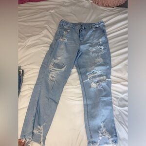 AE light wash mom jeans, size 14